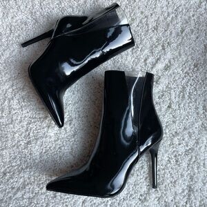 Black pu stiletto boots